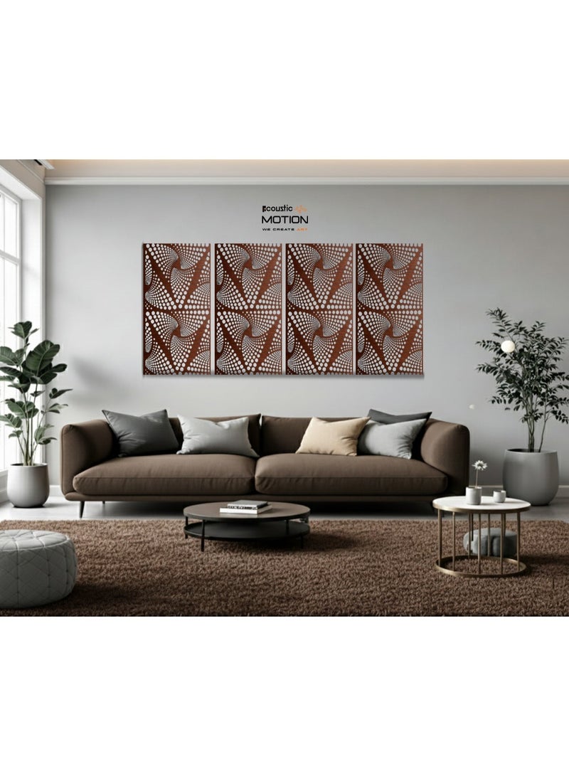 أكويستك موشان لوحات جدارية خشبية من خشب MDF من ACOUSTIC MOTION®، تصميم أنيق مع شريط لاصق مزدوج الوجه، لون بني عصري، مناسبة للمنزل، غرفة المعيشة، غرفة النوم، المكتب والفندق، 25×50×0.5 سم، طقم من 4 قطع - Image 3